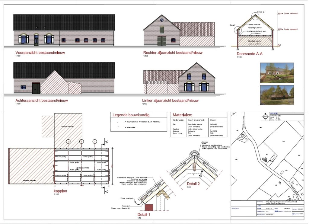 Bouwtekening woonboerderij Oploo