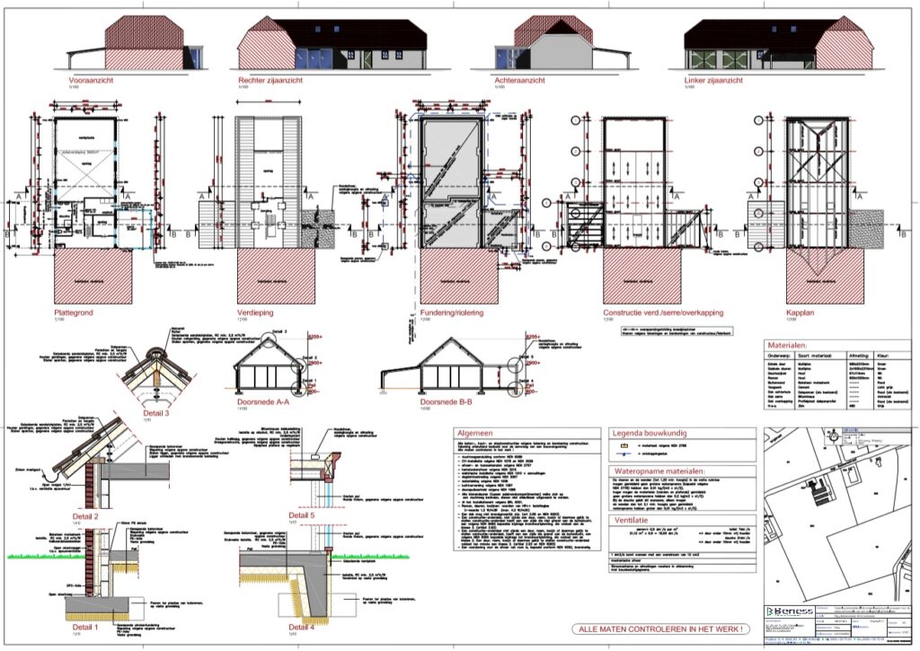 Bouwtekening renovatie woonhuis Ledeacker